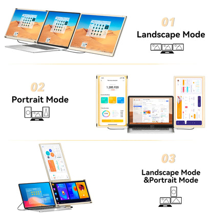 OEM S6 Triple Laptop Screen Extender 15.6" FHD 1080P IPS Three Screens 360° Foldable Portable External Gaming Monitor