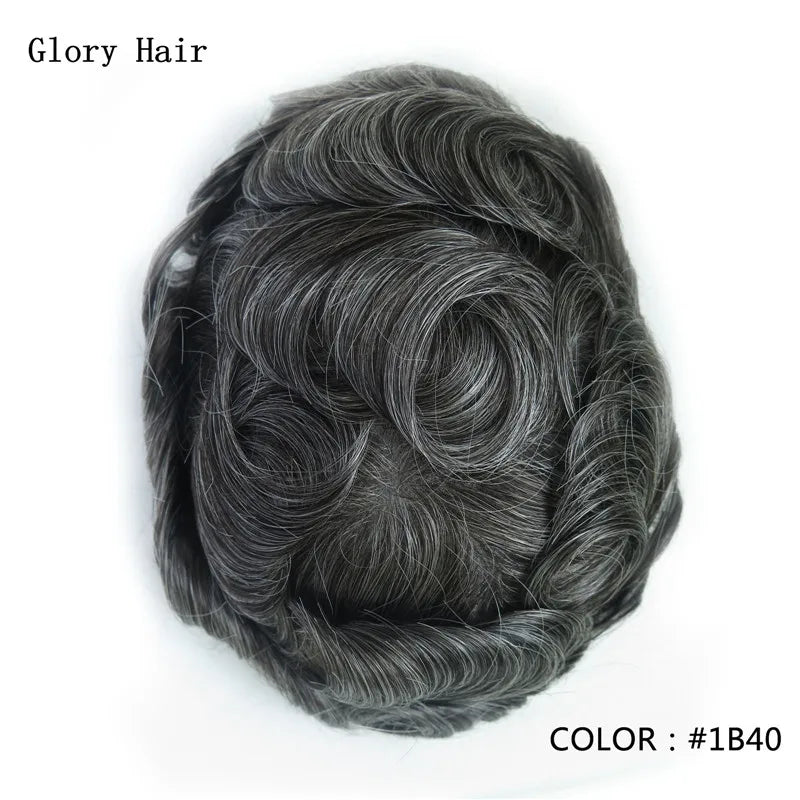 Gloryhair-Natural and Realistic Hair Prosthesis Male Toupee Wig 130% Density Hair Pieces Indian Human Men's Capillary Prosthesis