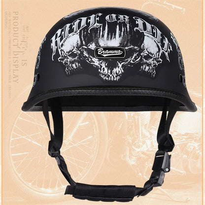 Helmet Vintage Half Face Helmet Motorcycle Helmets  Helm Vintage Retro Casco Para Black Leather German Solder