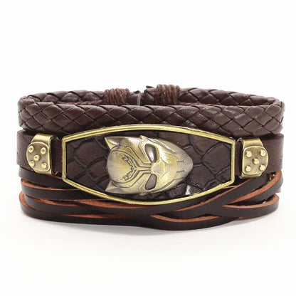 Alloy Scorpion Charm Braided Leopard Genuine Men Leather Bracelets For Women Wrap Wristbands Bangles Homme Wholesale Jewel