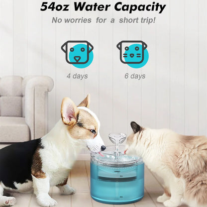 NPET 1.6L Automatic Cat Water Fountain with Leaf Shape Kit Bottom Suction Quiet Pump for Cats & Small Dogs Pet  Water Dispenser