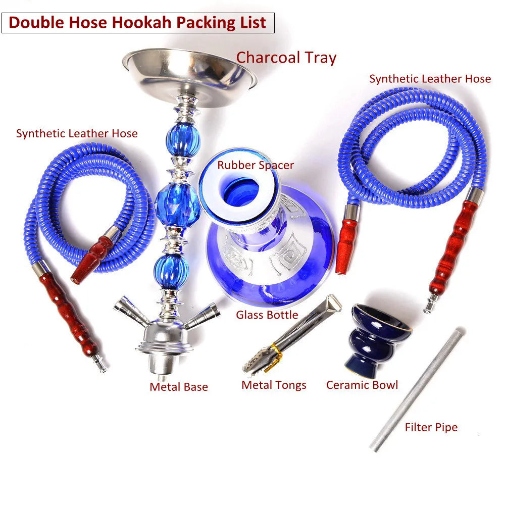 DEJAYA Travel Glass Shisha Hookah Pipe Chicha Narguile Completo Nargile with Sheesha Ceramic Bowl Charcoal Tongs Accessories