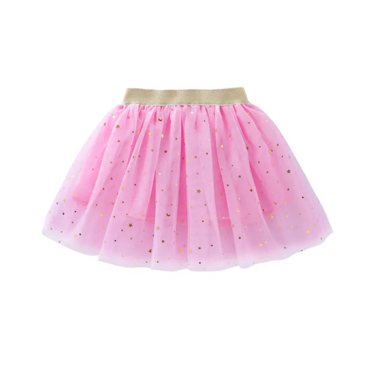 Children's Skirts For Girls Summer Cotton Lace Baby Mini Tutu Skirts Stars Glitter Dance Sequin Birthday Party Skirt for Kids