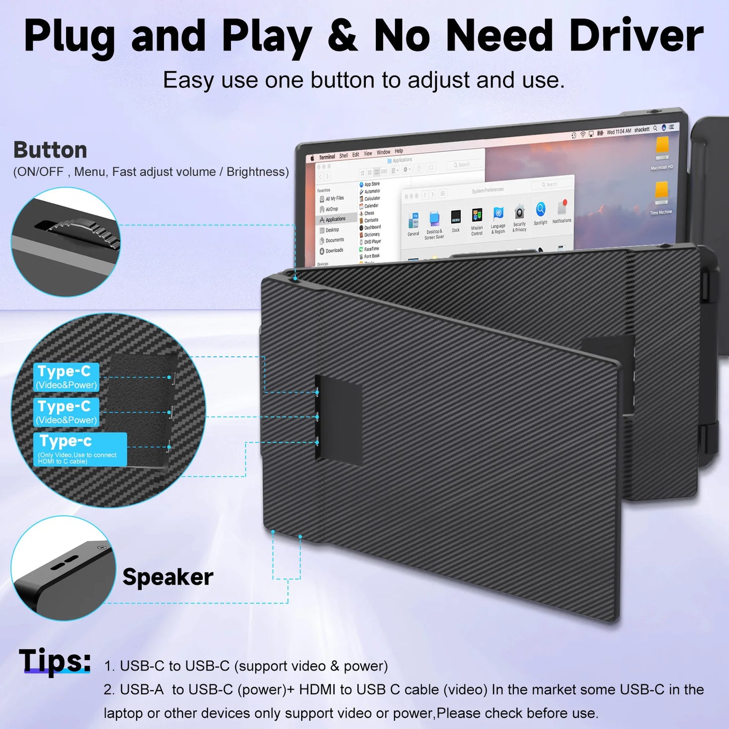 Direct Factory Portable Monitors S2 Triple Laptop Screen Extender 14" FHD 1080P IPS Dual Portable Monitor for Laptop Extension