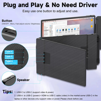 Direct Factory Portable Monitors S2 Triple Laptop Screen Extender 14" FHD 1080P IPS Dual Portable Monitor for Laptop Extension