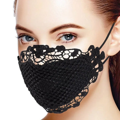Face Mask Delicate Lace Applique And Face Protect Mouth Cover Beautiful Prints Facemask Dust-proof Masque Halloween Cosplay