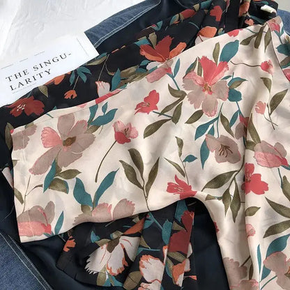 summer Chiffon Cover-ups ladies floral shirts blouses bohemia scarfs Beach Wear Kimono Dress For Women Swimsuit