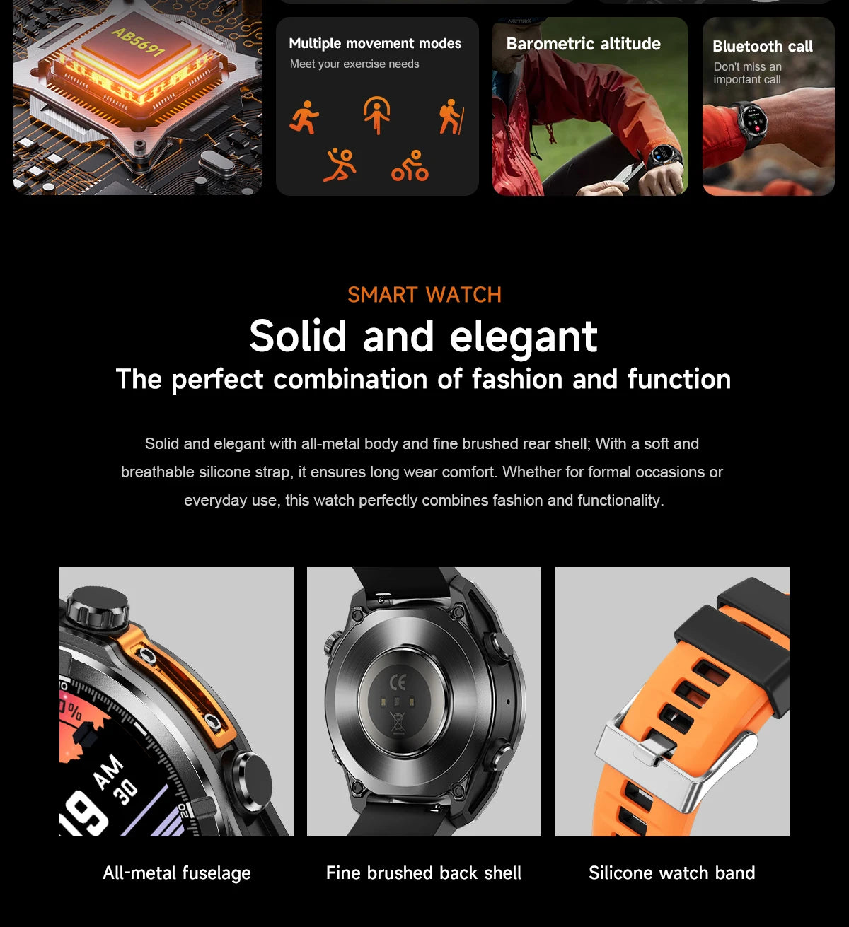 2025 New HD300 Smart Watch 1.43inch HD AMOLED Screen BT Call Health Monitor LED Flashlight 3ATM Waterproof Unisex FitCloudPro