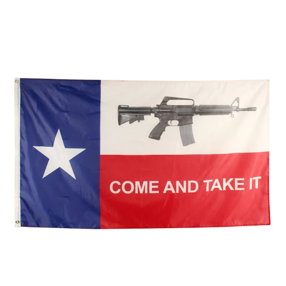 Come And Take It big gun Flag Texas Gonzales NRA flags gun Texas Military Spartan 90*150cm banner Brass buttonhole