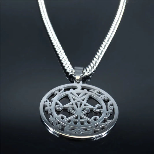 Sceal Sigil of Lilith Silver Color Stainless Steel Satan Necklace Jewelry Minor Key Necklace Hidden Seal Goetia Sign N1033