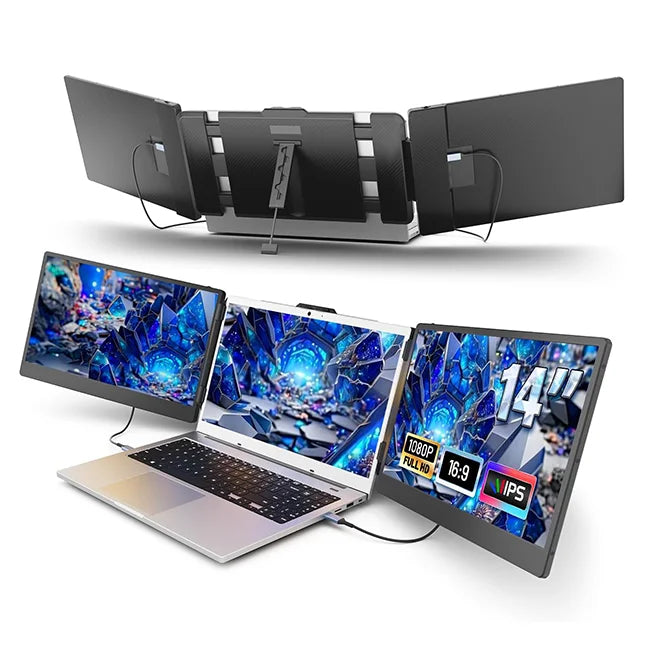 Factory OEM ODM Laptop Screen Extender 14 Inch 1080P Triple LCD Display Ultra Thin S2 Portable Monitor
