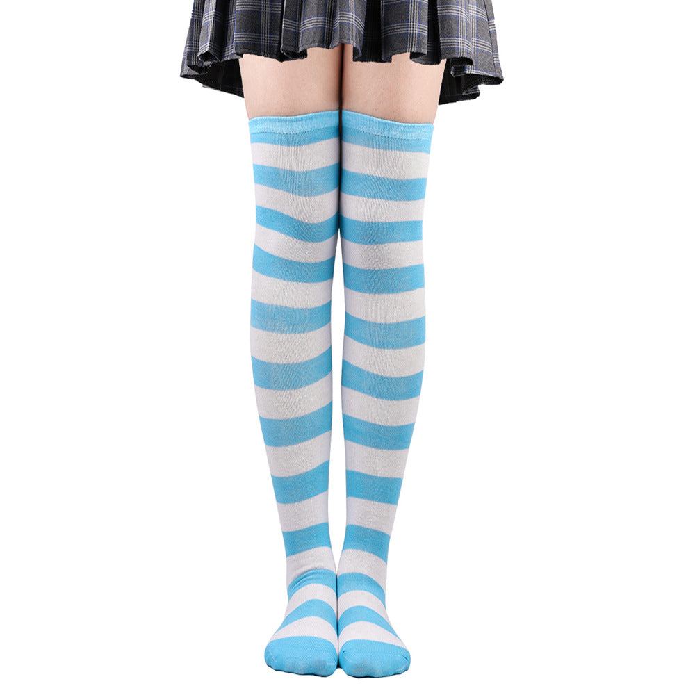 Womens Striped Thigh High Stockings Ladies Girls Black White pink Long Over Above Knee Socks femboy Cosplay Lolita Harajuku Y2k