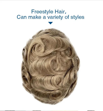 Full Swiss Lace base Blonde Hair toupee for Men indian remy hair Bleached Knots  Natural Hairline hair System for Man