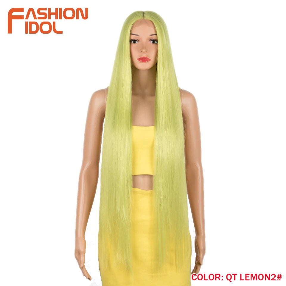 38 inch Straight Long Hair Synthetic Lace Front Wigs For Women High Temperature Hair Ombre 613 Red Cosplay Wigs Synthetic Hair