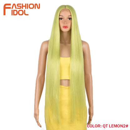 38 inch Straight Long Hair Synthetic Lace Front Wigs For Women High Temperature Hair Ombre 613 Red Cosplay Wigs Synthetic Hair