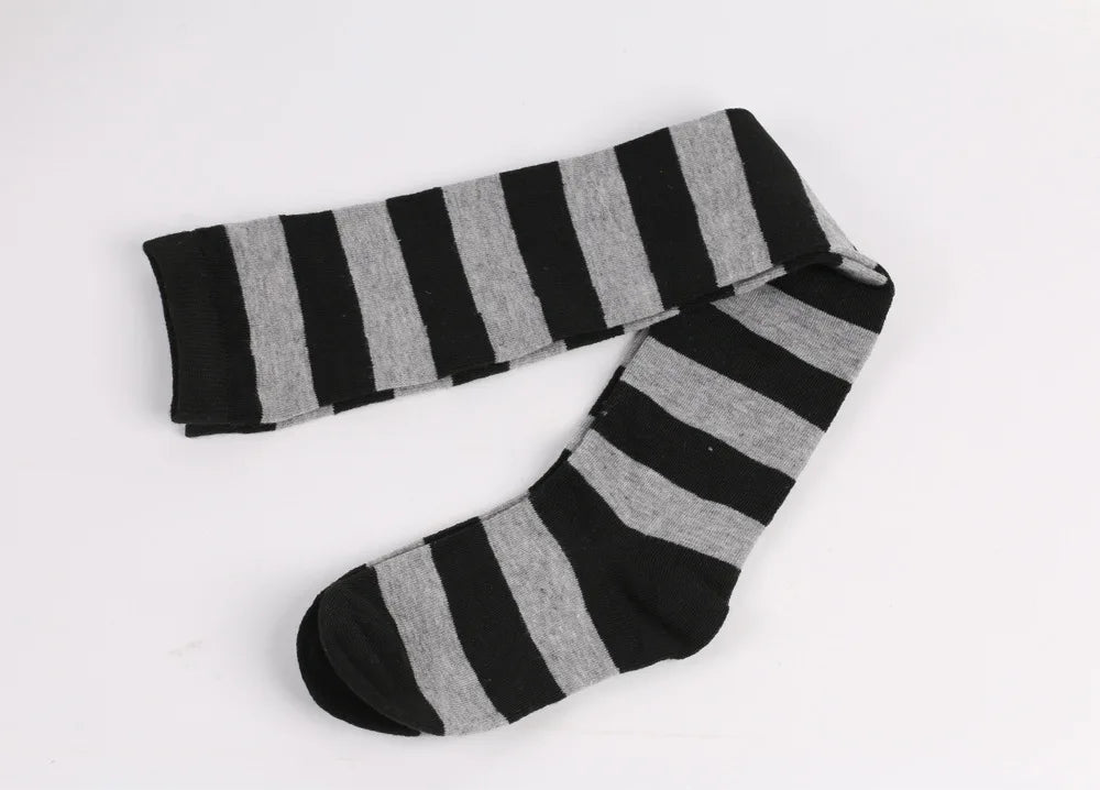 Womens Striped Thigh High Stockings Ladies Girls Black White pink Long Over Above Knee Socks femboy Cosplay Lolita Harajuku Y2k