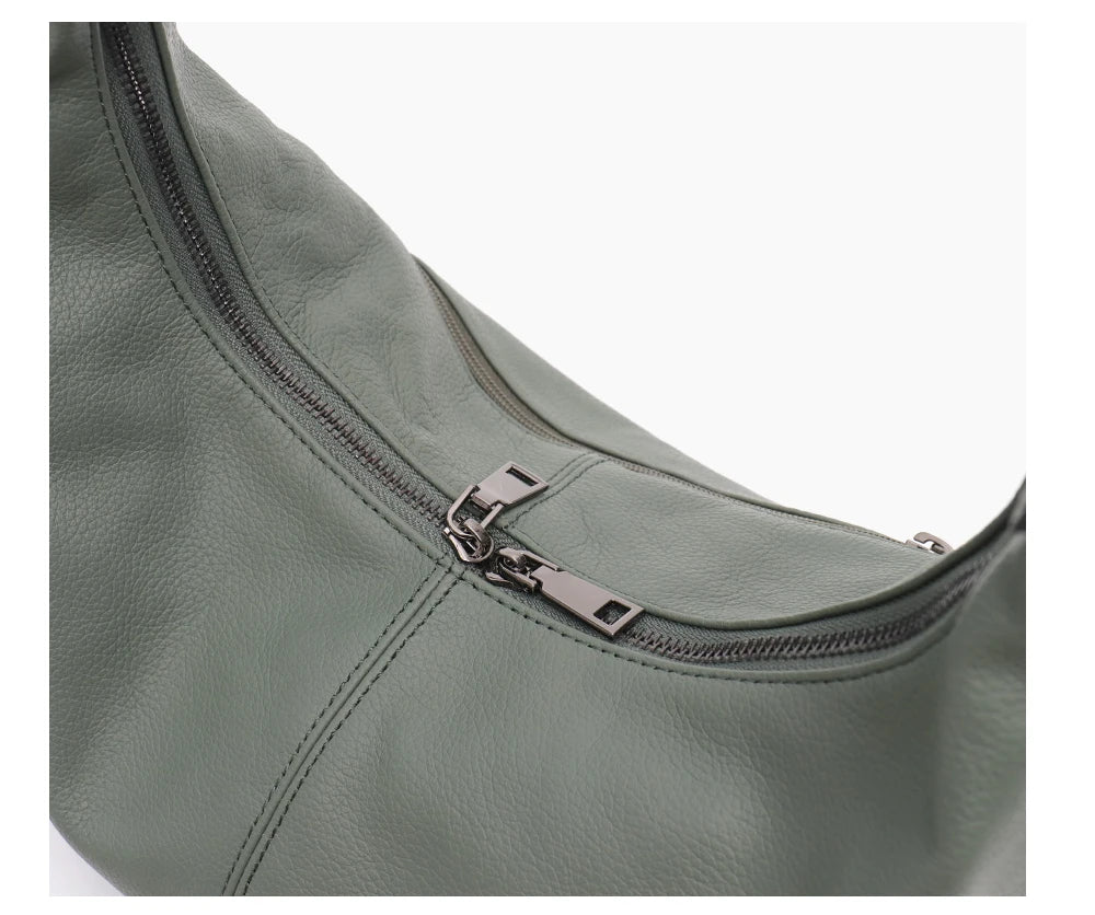 SC Luxury Women Cowhide Crossbody Bag Large Casual Shoulder Purse Wide Strap Handbag Female Daily 100% Genuine Leather Hobo Sack