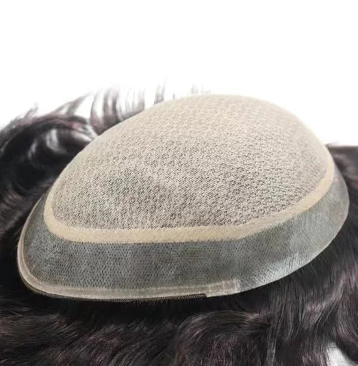 Hot Selling Men's Toupee Hair System Wig Ready to Ship Silk Base with Poly Perimeter Indian Hair for Bald Men