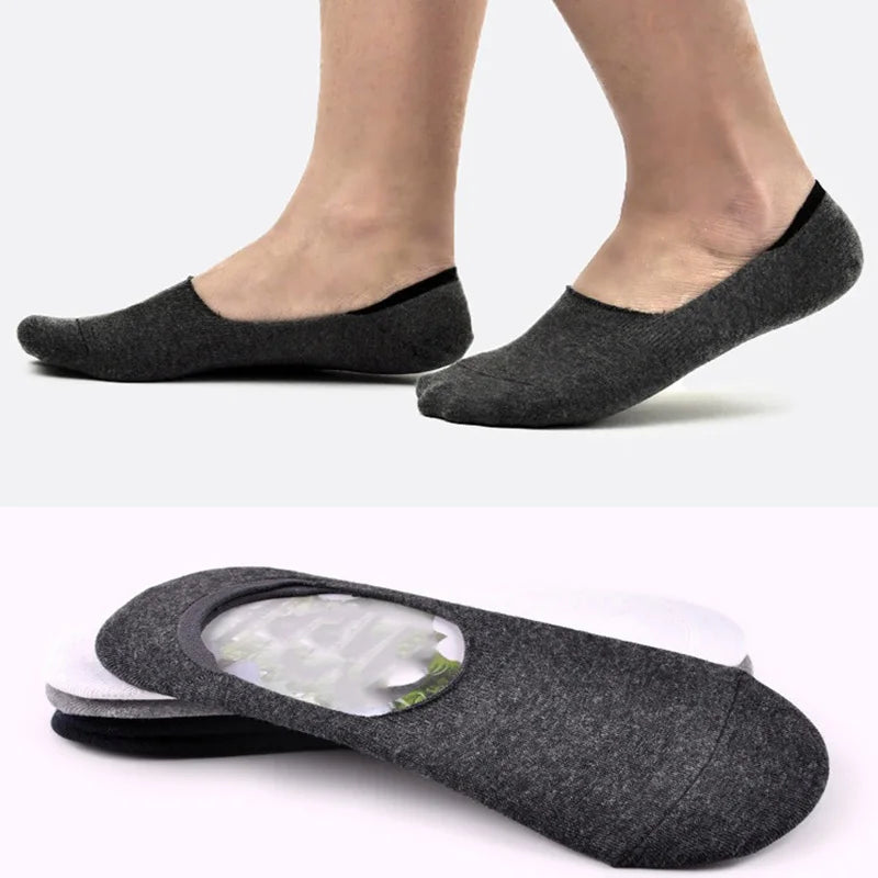 6 Pairs/Lot Men's Bamboo Breathable Invisible Socks Low Cut Casual Cotton Boat Non-Slip No Show High Quality Sock