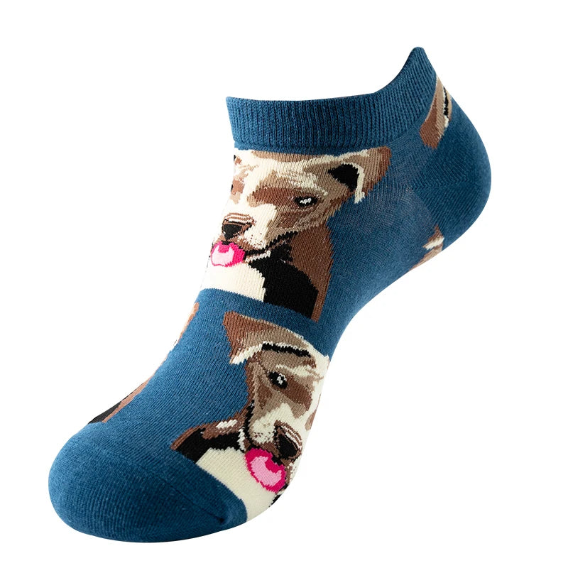 4pairs Funny animal Combed Cotton Fashion Hip Hop Man woman Oil Painting Socks Harajuku Skateboard outer space Happy love Socks
