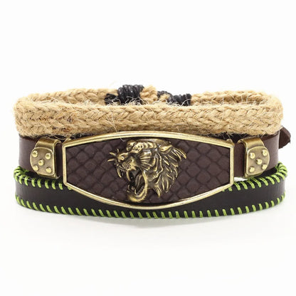 Alloy Scorpion Charm Braided Leopard Genuine Men Leather Bracelets For Women Wrap Wristbands Bangles Homme Wholesale Jewel