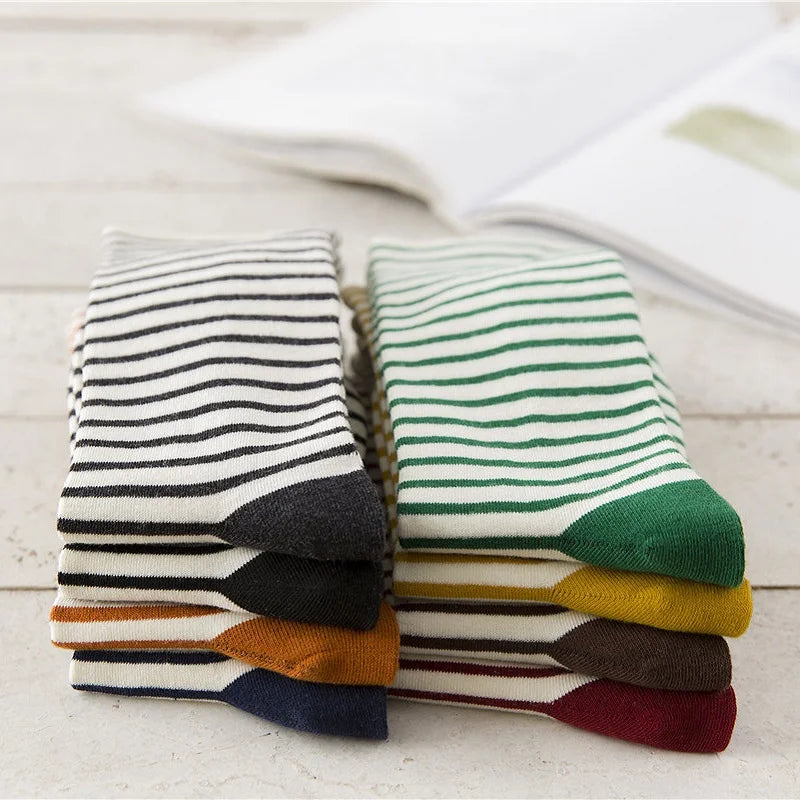 Women Socks New Autumn Winter Fashion Harajuku Colorful Striped Socks Cotton Thick Warm Long Funny Crew Sock Korean Style Meias