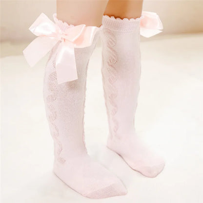 Winter Baby Girls Knee High Socks Kids Cotton Sock With Big Bow Soft Toddlers Princess Children Long Socken For 0-5 Years