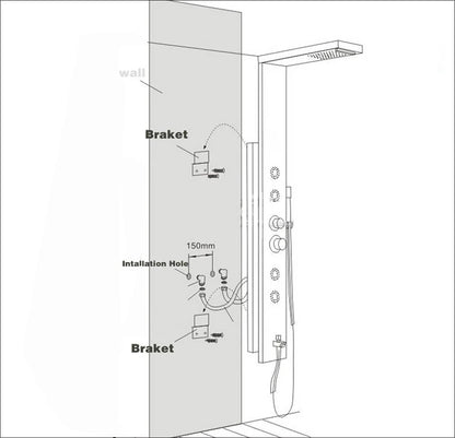 LED Light Bathroom Shower Panel Intelligent LCD Shower Column System with 6 Modes Rain Waterfall Massage Jet Bath Mixer Tap