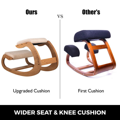 SucceBuy Ergonomic Rocking Wooden Kneeling Chair Correct Posture Computer Chair Original Home Office Furniture Thick Cushion