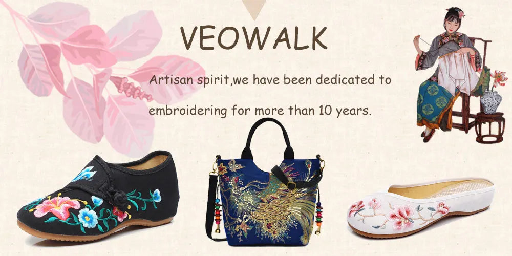 Veowalk Sunflower Embroidered Women Canvas Ballet Flats Ankle Strap Ladies Casual Cotton Chinese Embroidery Ballerina Shoes