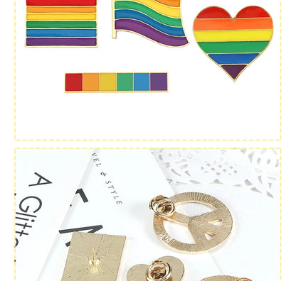 LGBT Flag Rainbow Heart Brooch Peace and Love Enamel Pins Clothes Bag Lapel Pin Gay Lesbian Pride Icon Badge Unisex Jewelry Gift