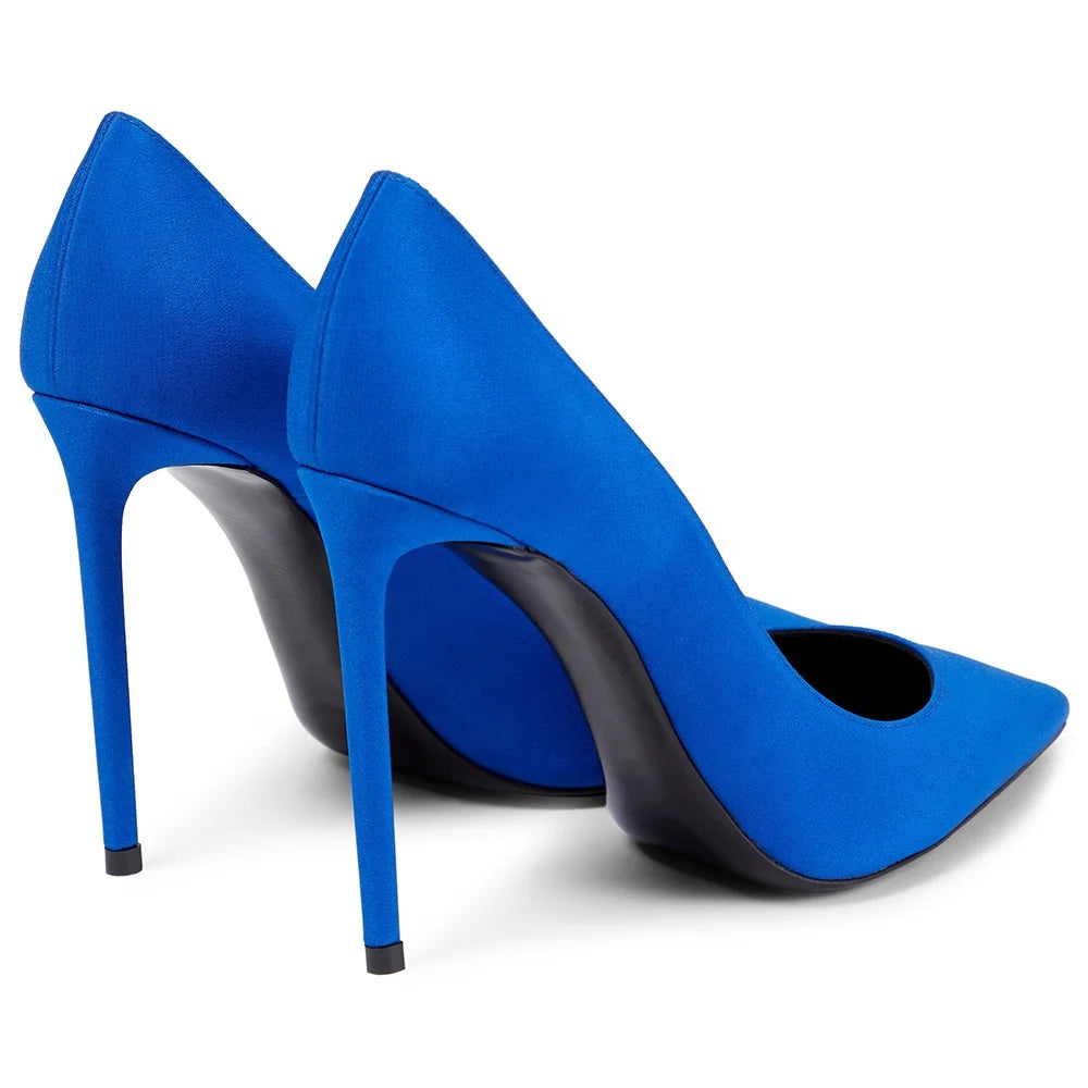Large Size Classic Ladies Shoes Black Faux Suede Silk Thin Heel Pointed Toe Party Stilettos High Heels Pumps Women Footwear