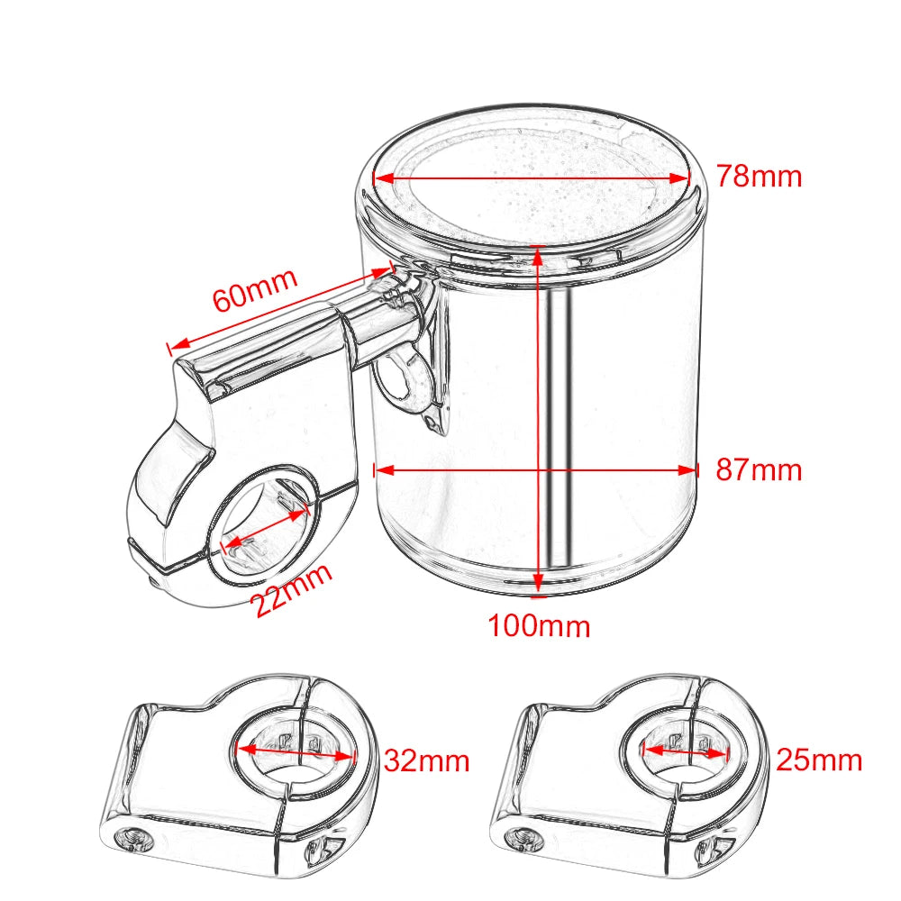 ABS Motorcycle Adjustable Cup Holder Handlebar Drink Bottle 22mm-32mm For Universal Harley Touring Road Glide Softail Sportster