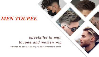Durable Mens Wig NPU Bond Mono Pu Front Hair Replacement System Breathable Lace Mix Brown Grey 1B80 565# Human Hair Prosthesis