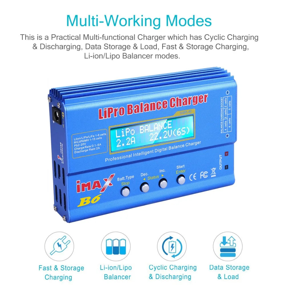 iMAX B6 80W Battery Charger For Lipo NiMh Li-ion Ni-Cd Digital Lipro Balance Charger Discharger AC Power 15V 6A Adapter Rc Car