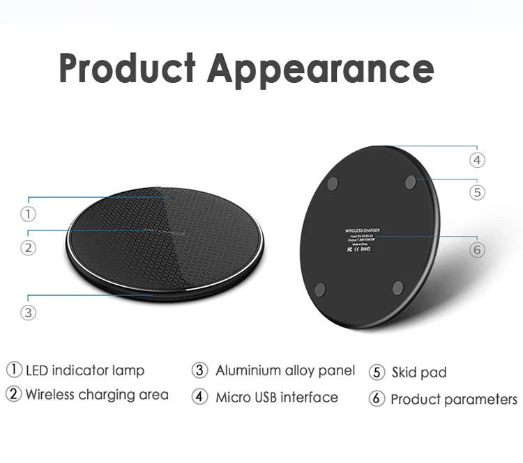 15W Wireless Charger Fast Charging Pad for Samsung S20 S10 Note 20 10+ S9 iPhone 11 12 Pro Xs Max X 8 Metal Wireless Charge Dock