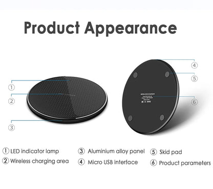 15W Wireless Charger Fast Charging Pad for Samsung S20 S10 Note 20 10+ S9 iPhone 11 12 Pro Xs Max X 8 Metal Wireless Charge Dock