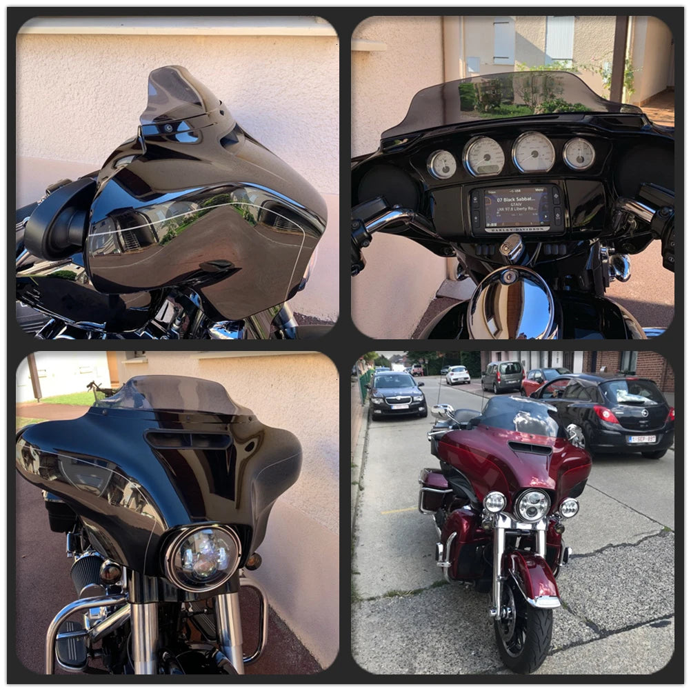 Black/Light blue/Clear4.5'' 7"10.5'' Windshield Fairing Windscreen Cover For Harley Electra Street Glide Touring 2014-2019