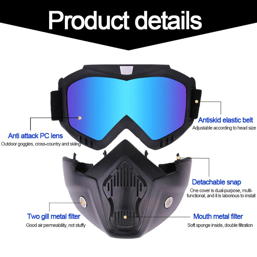 Protective Motorcycle Face Mask Removable Full Face Tactical Motorcycle Helmet Goggles Riding Motocross Glasses Moto Accessories