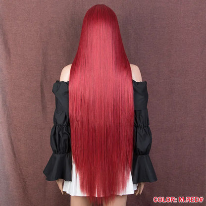 38 inch Straight Long Hair Synthetic Lace Front Wigs For Women High Temperature Hair Ombre 613 Red Cosplay Wigs Synthetic Hair