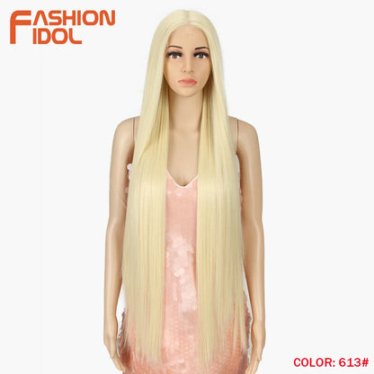 38 inch Straight Long Hair Synthetic Lace Front Wigs For Women High Temperature Hair Ombre 613 Red Cosplay Wigs Synthetic Hair