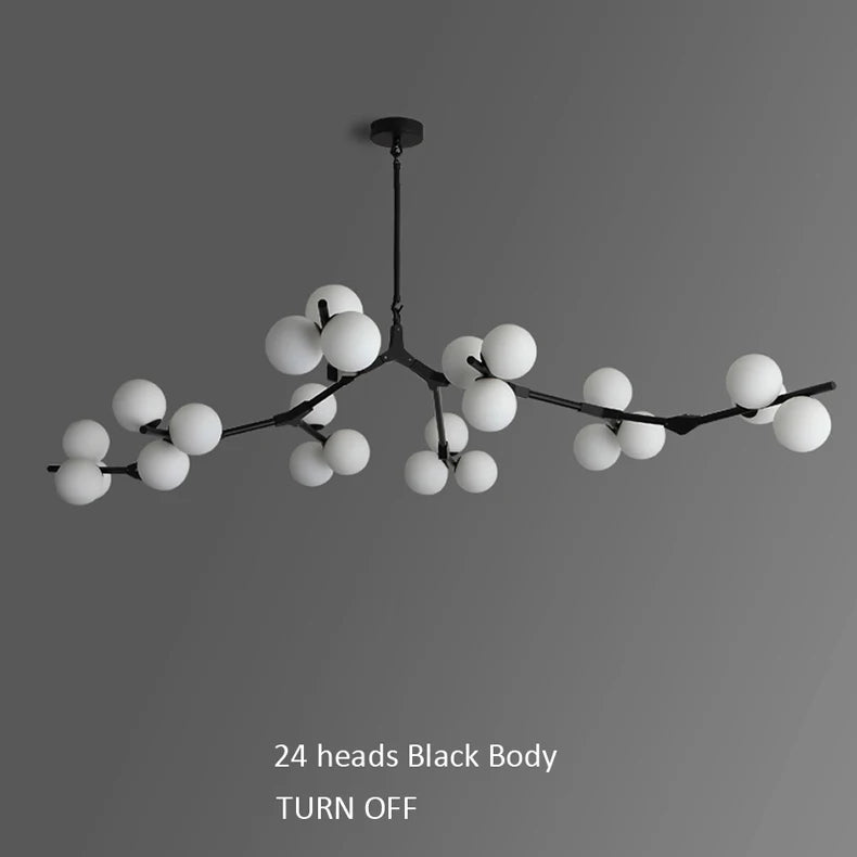 Modern Black Gold LED Chandelier 12/18/24 Glass Balls Ceiling Chandeliers Living Room Kitchen Bedroom Living Room Decoration