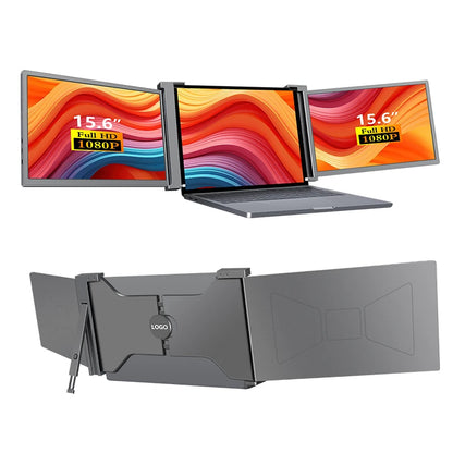 Wholesale Triple Screen Laptop FHD Portable Triple Monitor Dual Screen extra 15 Inch Screen for Laptop