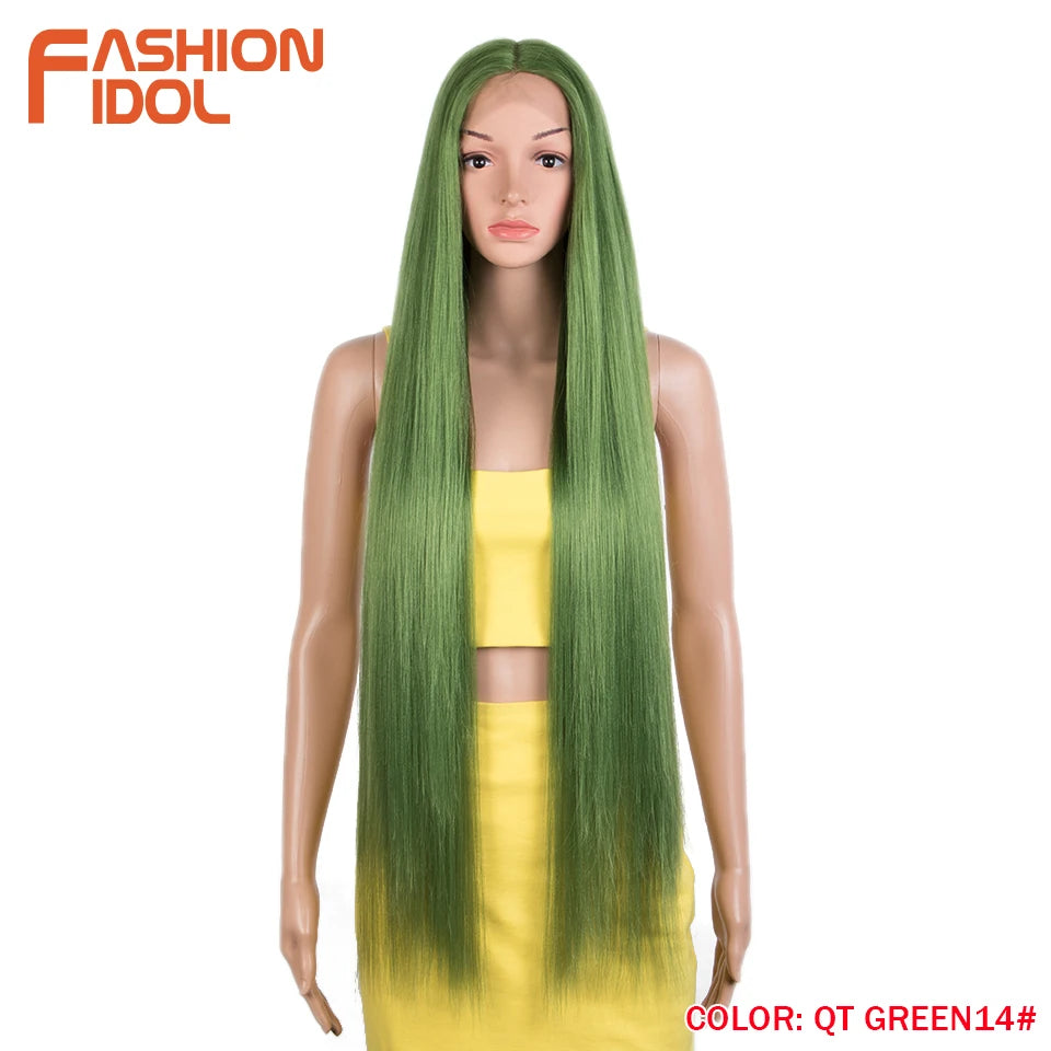 38 inch Straight Long Hair Synthetic Lace Front Wigs For Women High Temperature Hair Ombre 613 Red Cosplay Wigs Synthetic Hair