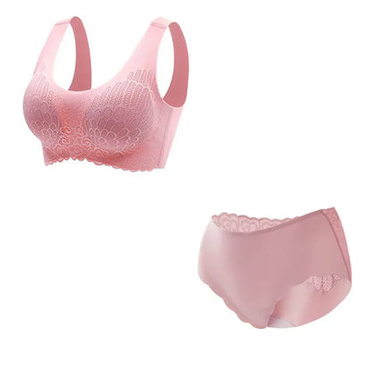 Comfortable Latex 4.0 Bra Women's Underwear Set Wireless With breast Pads Gather Bralette with panties Lingerie 2-pieces Suit