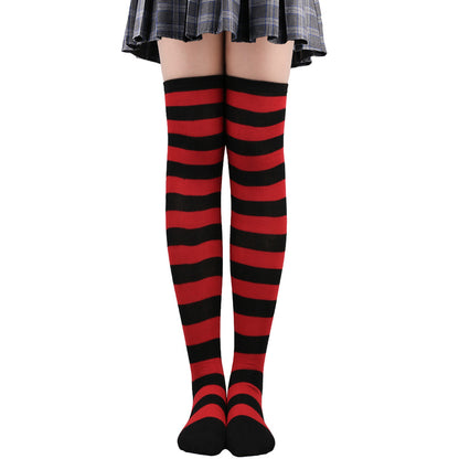 Womens Striped Thigh High Stockings Ladies Girls Black White pink Long Over Above Knee Socks femboy Cosplay Lolita Harajuku Y2k