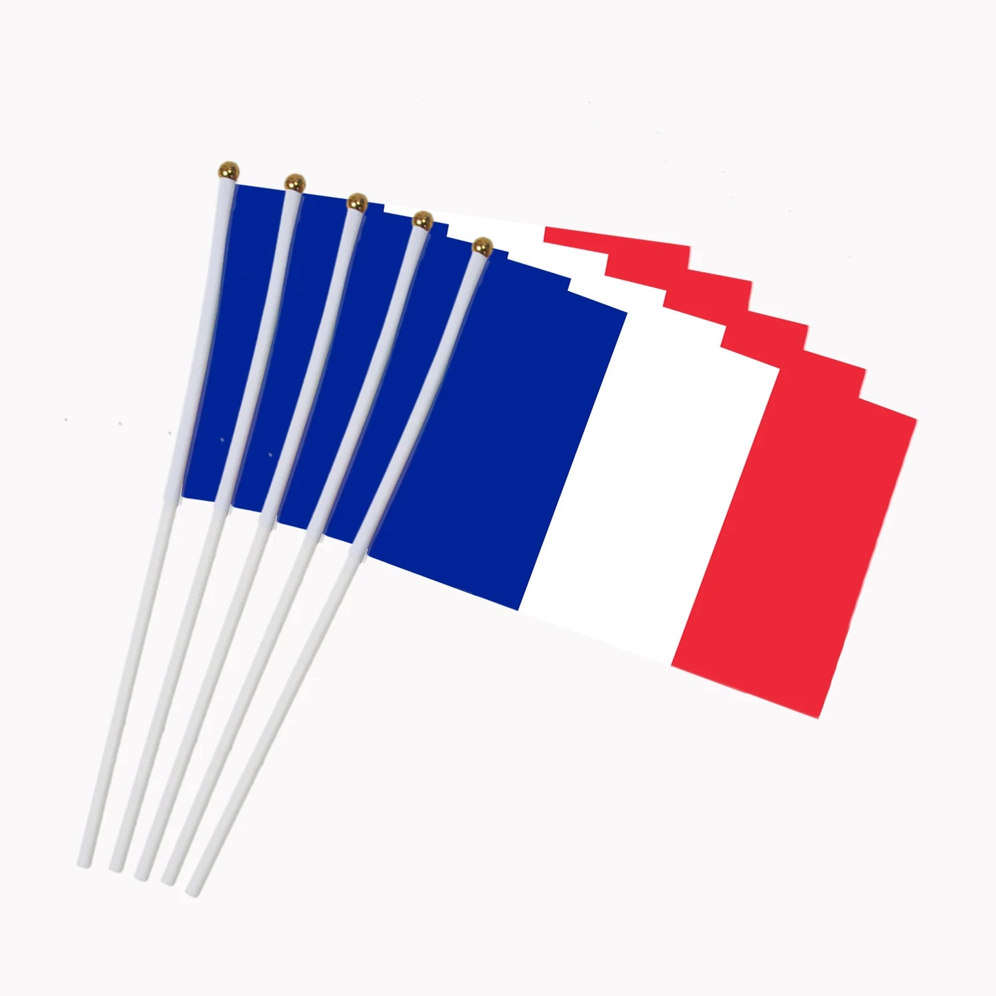 5pcs Stick Flag USA 14*21 cm Hand Held Mini Flag With White Pole Vivid Color and Fade Resistant Hand Held Stick Flags