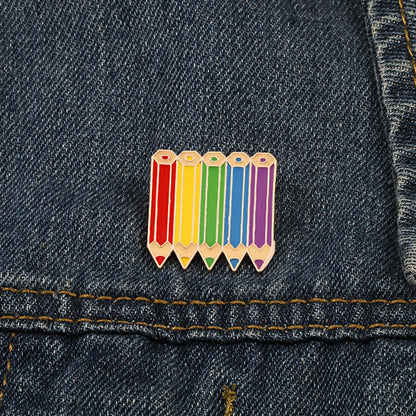 Rainbow Pin Gay Pride Brooch Cartoon Sheep Heart Enamel Lapel Pins Clothes Brooches Unisex Jewelry Gift Rainbow pencil Pin Badge
