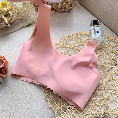 Comfortable Latex 4.0 Bra Women's Underwear Set Wireless With breast Pads Gather Bralette with panties Lingerie 2-pieces Suit