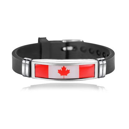 Fashion National Flag Bracelet USA France Canada Flags Bangle Adjustable Silicone Sports Bracelets Wristband For Men Jewelry